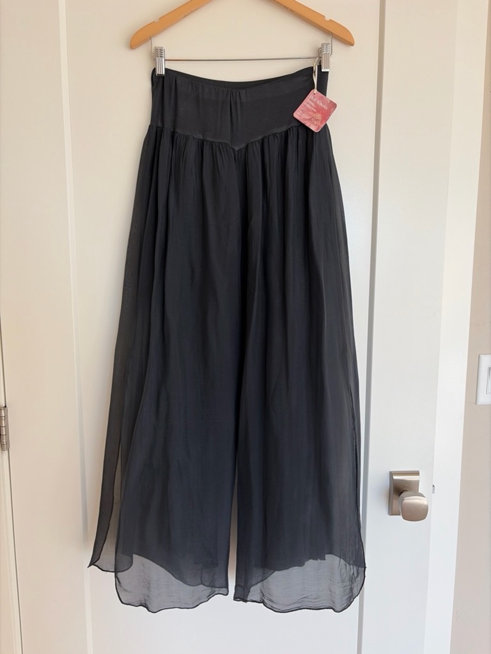 Silk Wide-Leg Sheer Palazzo Pants